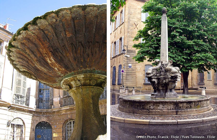 Fontaines d'Aix-en-Provence : Place d'Albertas et fontaine des 4 dauphins