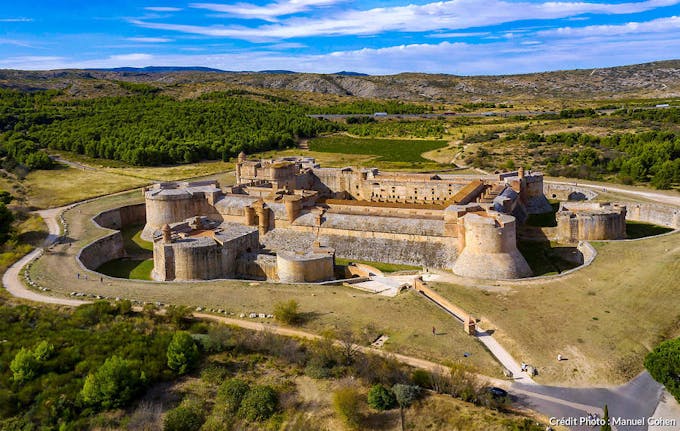 Forteresse de Salses, vue aérienne, une forteresse catalane du 15ème siècle à Salses-le-château, Pyrénées-Orientales, Catalogne du Nord, France