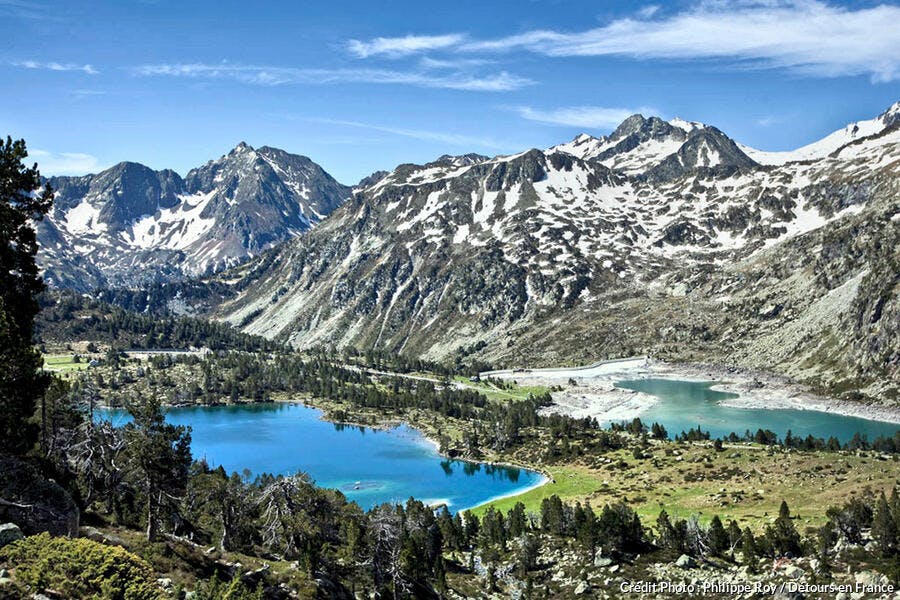 Les lacs d'Aumar et d'Aubert, dans la réserve naturelle du Néouvielle (Pyrénées)