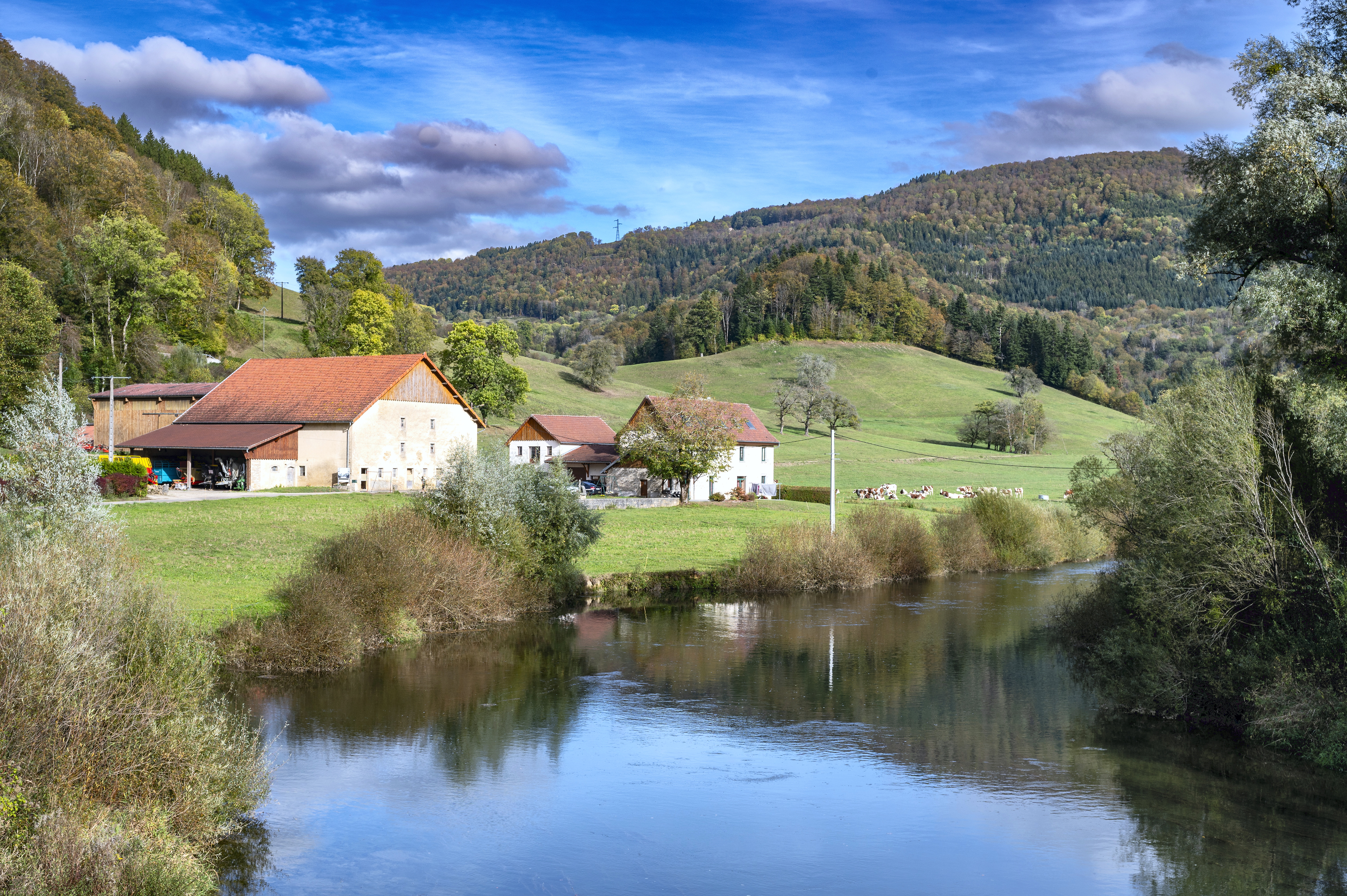 Installée dans un vallon, au bord d’un ruisseau, Soulce, ancienne commune suisse, a été rattachée en 2013 à quatre autres villages pour former Haute-Sorne.
