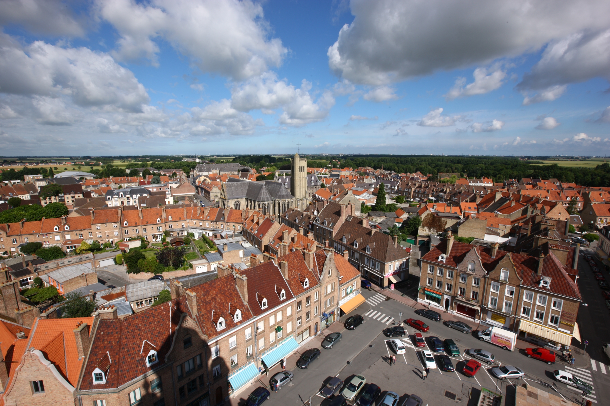 Vue de la ville de Bergues depuis le beffroi