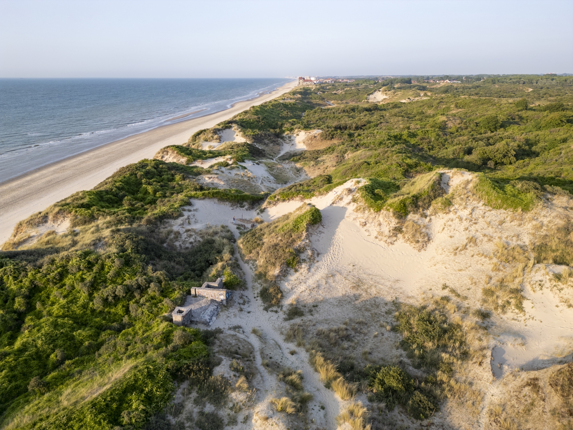 Les Dunes de Flandre, ce sont 1 000 ha de polders, paysage dunaire, plaine maritime et bord de mer à la biodiversité unique. Elles ont été reconnues « escapade nature sans voiture ». Ici, la dune Marchand, à Zuydcoote.